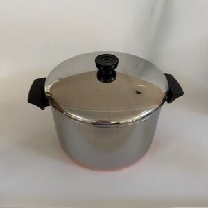 Vintage Revere Ware 6 Qt Stock Pot Copper Bottom Stainless Steel Lid Clinton IL